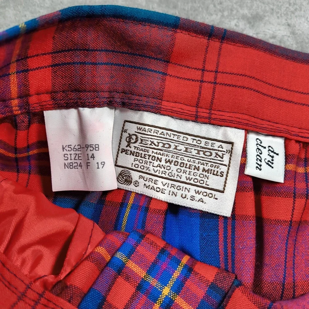 Vintage Pendleton Skirt Womens 14 Red Blue Plaid Long Maxi Tartan 70s Preppy New